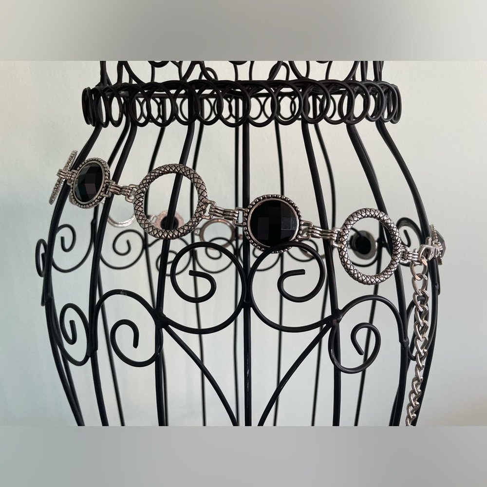 Silver and black Festival chain / festival belt - Picture 9 of 13